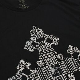 Tričko s etiópskym habešským krížom እግዚአብሔር | čierne